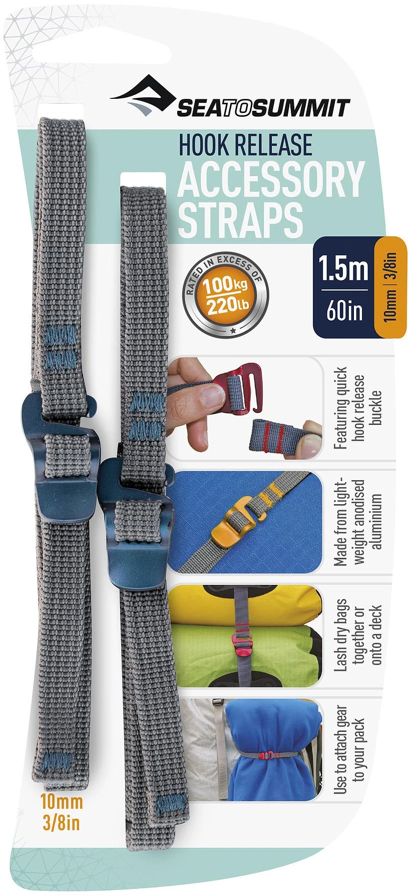 Sea To Summit Acc Straps W Hook 10mm / 3/8'' - 60in/1.5m|-|Acc Straps Avec Crochet 10mm / 3/8'' - 60po/1.5m 2 Sea To Summit Acc Straps W Hook 10mm / 3/8'' - 60in/1.5m|-|Acc Straps Avec Crochet 10mm / 3/8'' - 60po/1.5m - Image 2